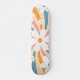 Retro Groovy Colorful Sunshine Daisy Floral Hippie Persoonlijk Skateboard