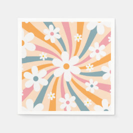 Retro Groovy Colorful Sunshine Daisy Floral Hippie Servet
