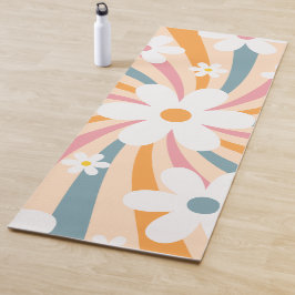 Retro Groovy Colorful Sunshine Daisy Floral Hippie Yogamat