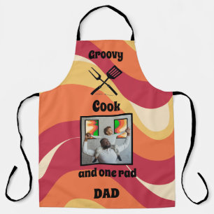 Retro "Groovy Cook One Road Dad" Patroon en foto Schort