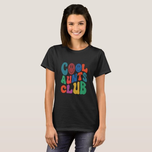 Retro Groovy Cool Aunts Club Smile Face New tante T-shirt (Voorkant volledig)