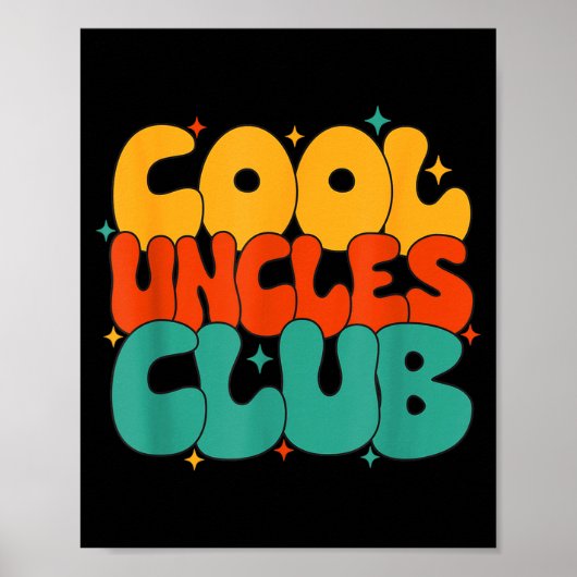 Retro Groovy Cool Uncles Club Funny New Uncle Poster (Voorkant)