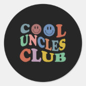 Retro Groovy Cool Uncles Club Smile Face Funny New Ronde Sticker (Voorkant)