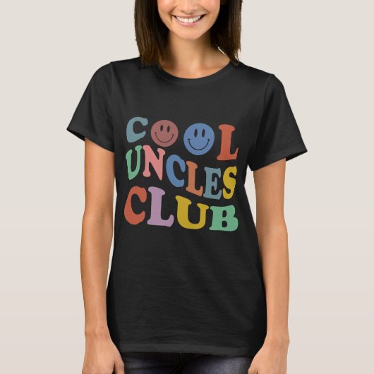 Retro Groovy Cool Uncles Club Smile Face Funny New T-shirt (Voorkant)