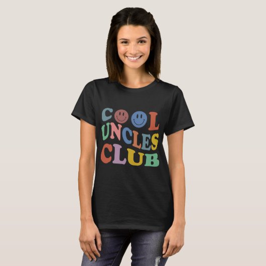 Retro Groovy Cool Uncles Club Smile Face Funny New T-shirt (Voorkant volledig)
