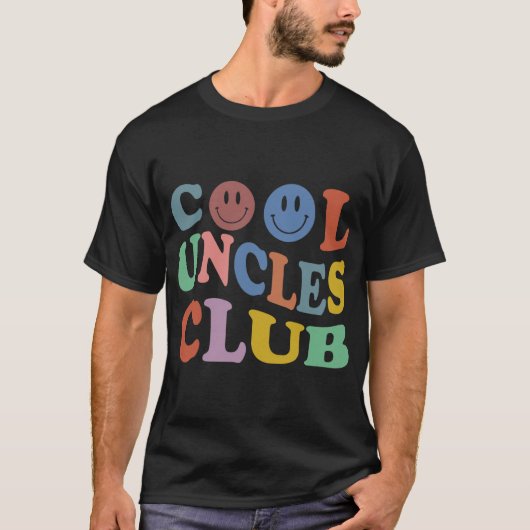 Retro Groovy Cool Uncles Club Smile Face Funny New T-shirt (Voorkant)