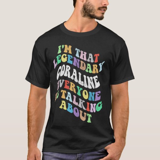 Retro Groovy Coraline Persoonlijke voornaam Funny  T-shirt (Voorkant)