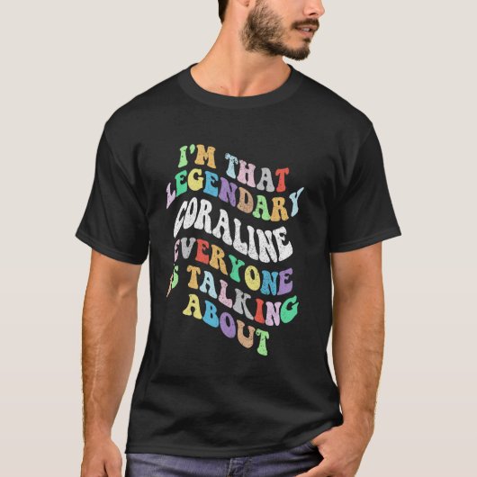 Retro Groovy Coraline Persoonlijke voornaam Funny  T-shirt (Voorkant)