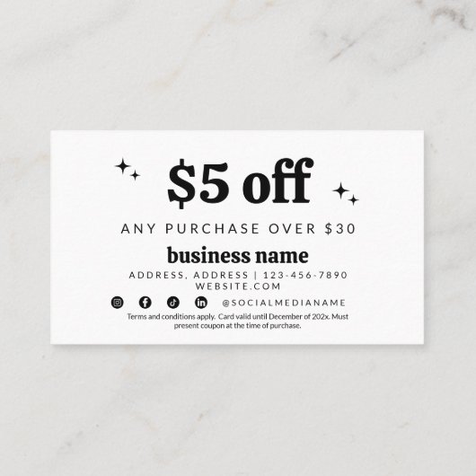 Retro Groovy Coupon Discount Kaart (Achterkant)