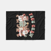 Retro Groovy Cu Nurse Christmas Tree Snowman Reind Fleece Deken (Voorkant (Horizontaal))