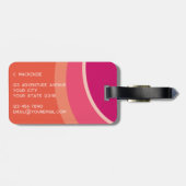 Retro Groovy Curve Roze Sinaasappel gepersonalisee Bagagelabel (Achterkant horizontaal)