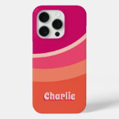 Retro Groovy Curve Roze Sinaasappel gepersonalisee Case-Mate iPhone Case (Achterkant)