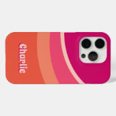 Retro Groovy Curve Roze Sinaasappel gepersonalisee Case-Mate iPhone Case (Achterkant (horizontaal))