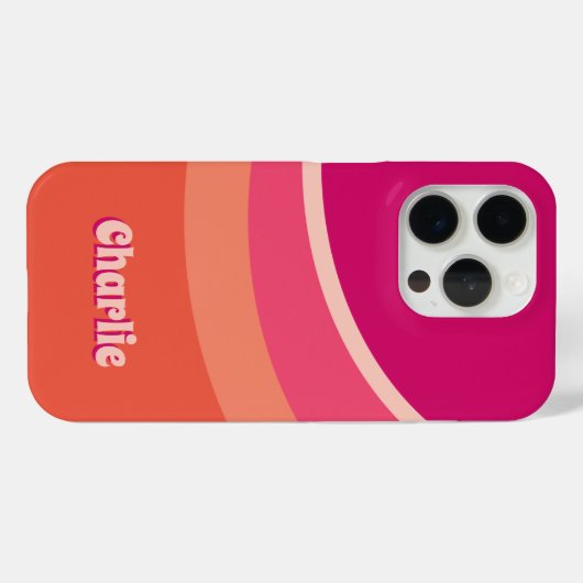 Retro Groovy Curve Roze Sinaasappel gepersonalisee Case-Mate iPhone Case (Achterkant (horizontaal))