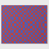 retro groovy cute blauwe rode golvende geruite cadeaupapier (Vlak)