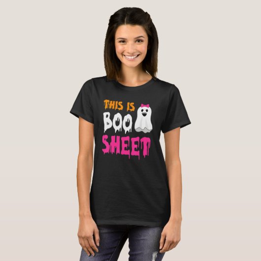 Retro Groovy Cute Ghost Spooky Halloween This Is B T-shirt (Voorkant volledig)