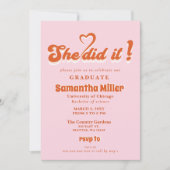 Retro Groovy Cute Photo Ze deed het Afstuderen Kaart (Voorkant)