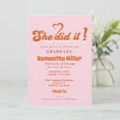 Retro Groovy Cute Photo Ze deed het Afstuderen Kaart (Staand voorkant)