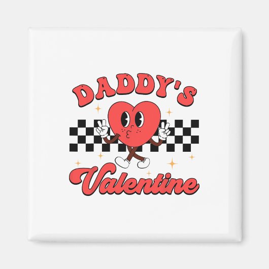 Retro Groovy Daddy's Valentine Cute Heart Boys Gir Magneet (Voorkant)
