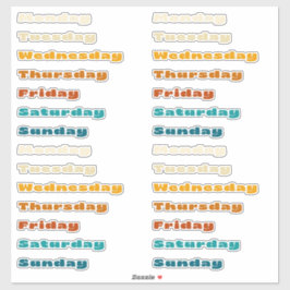 Retro Groovy Dagen van de Week Stickerblad Sticker