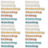 Retro Groovy Dagen van de Week Stickerblad Sticker (Voorkant)