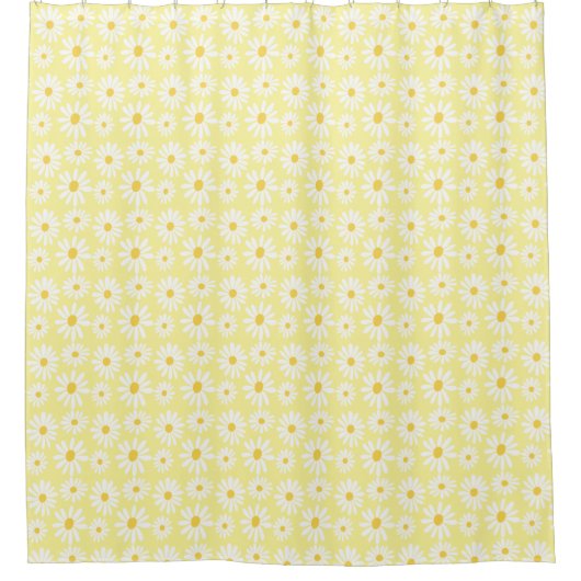 Retro Groovy Daisies Spring Boho Pattern Yellow Douchegordijn (Voorkant)