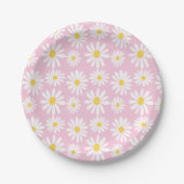 Retro Groovy Daisies Spring Daisy Boho Light Roze Papieren Bordje (Voorkant)