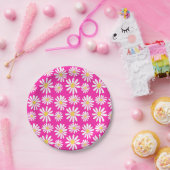 Retro Groovy Daisies Spring Daisy Boho roze Papieren Bordje (Feest)