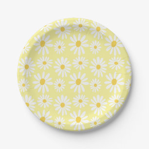 Retro Groovy Daisies Spring Daisy Boho Sunny Papieren Bordje