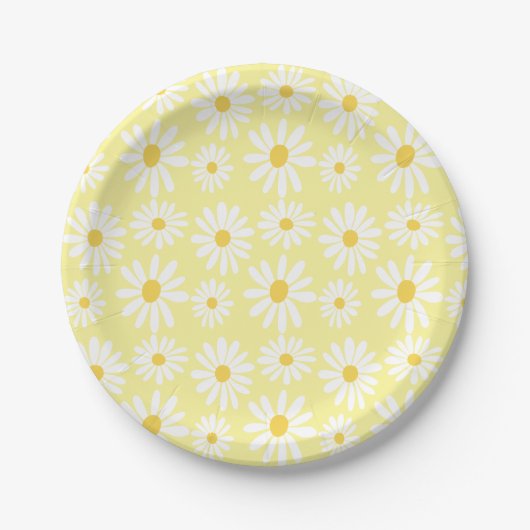 Retro Groovy Daisies Spring Daisy Boho Sunny Papieren Bordje (Voorkant)