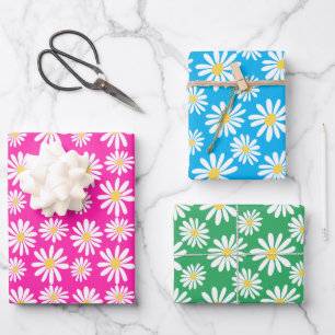 Retro Groovy Daisies Spring Daisy Pattern Colorful Inpakpapier Vel