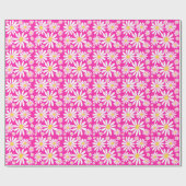 Retro Groovy Daisies Spring Daisy Pattern roze Cadeaupapier (Vlak)