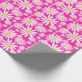 Retro Groovy Daisies Spring Daisy Pattern roze Cadeaupapier (Hoek)