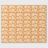 Retro Groovy Daisies Spring Pattern Oranje Cadeaupapier (Vlak)