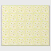 Retro Groovy Daisies Spring Pattern Pastel Yellow Cadeaupapier (Vlak)