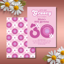 Retro Groovy Daisies Vet Roze 30e Verjaardag