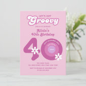 Retro Groovy Daisies Vet Roze 40e Verjaardag Kaart (Staand voorkant)