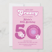 Retro Groovy Daisies Vet Roze 50ste Verjaardag Kaart (Voorkant)