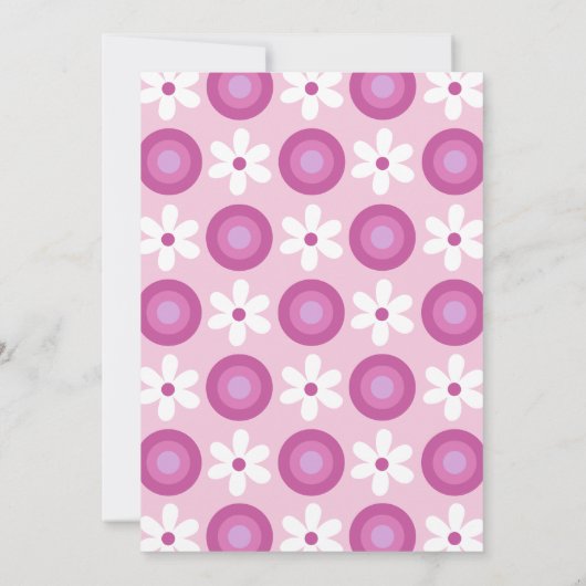 Retro Groovy Daisies Vet Roze 60e Verjaardag Kaart (Achterkant)