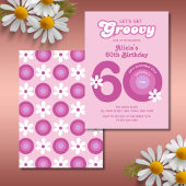 Retro Groovy Daisies Vet Roze 60e Verjaardag Kaart