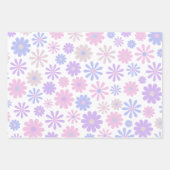Retro Groovy Daisies Zacht Roze Blauw Paarse Inpakpapier Vel (Voorkant 2)