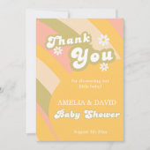 Retro Groovy Daisy Baby Boy Shower Bedankkaart (Voorkant)