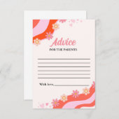 Retro Groovy Daisy baby shower ADVICE Ouders Kaart (Voorkant / Achterkant)