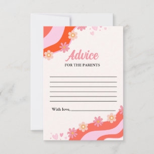 Retro Groovy Daisy baby shower ADVICE Ouders Kaart