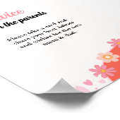 Retro Groovy Daisy baby shower ADVICE Ouders Sign Poster (Hoek)