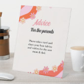 Retro Groovy Daisy baby shower ADVICE Ouders Sign Reclamebord Met Voetstuk (Insitu)