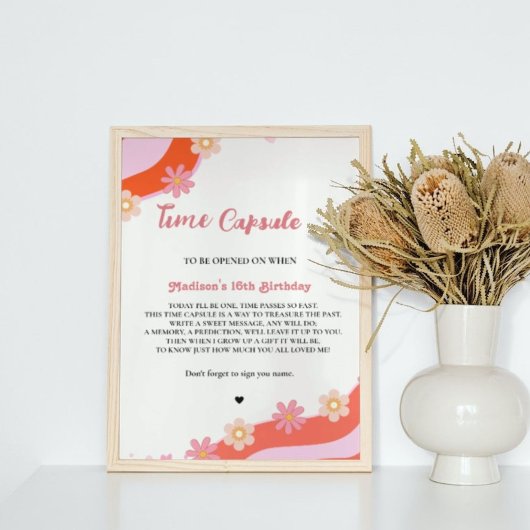 Retro Groovy Daisy baby shower tijd Capsule Poster