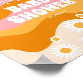 Retro Groovy Daisy Baby shower Welkom Poster (Hoek)