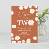 Retro Groovy Daisy Bloemen 2e Verjaardagsfeest Kaart (Staand voorkant)