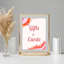 Retro Groovy daisy Bloemencadeau & Kaart Verjaarda Poster